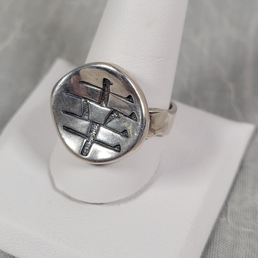 Carolyn Pollack Relios Sterling Silver Ring Abstract Modernist Chunky Size 10.75